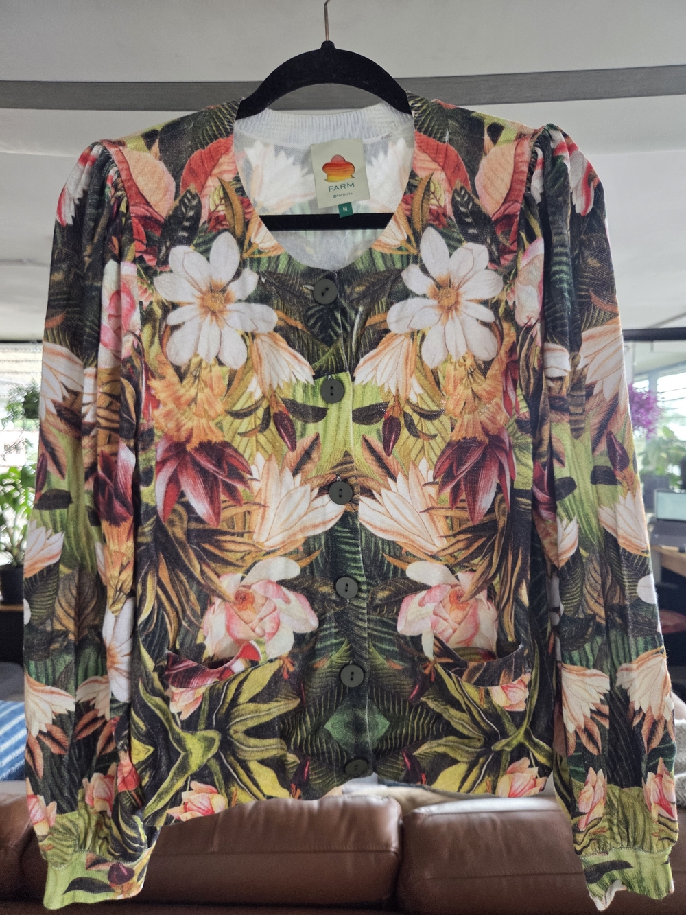 FARM Rio Green Multi Floral Button-Front Cardigan - Picture 3 of 7